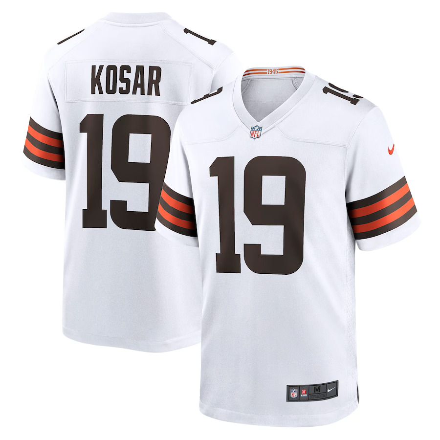 Men Cleveland Browns #19 Bernie Kosar Nike White Retired Player Game NFL Jersey->customized nfl jersey->Custom Jersey